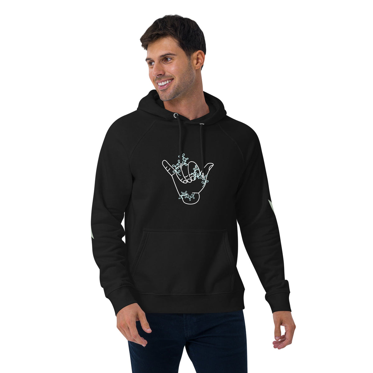 Sudadera negra con capucha unisex.